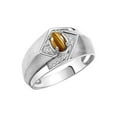 thumbnail image 3 of RYLOS Mens Rings 14K White Gold Ring 6X4MM Oval Shape Gemstone & Diamond Ring Tiger Eye November Birthstone Rings For Man Gold Rings Size 12, 3 of 7