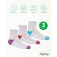 thumbnail image 6 of MeMoi Unisex Quarter-Crew Kids Sport Socks 3-Pack (Large, Blue/Pink/Purple), 6 of 7