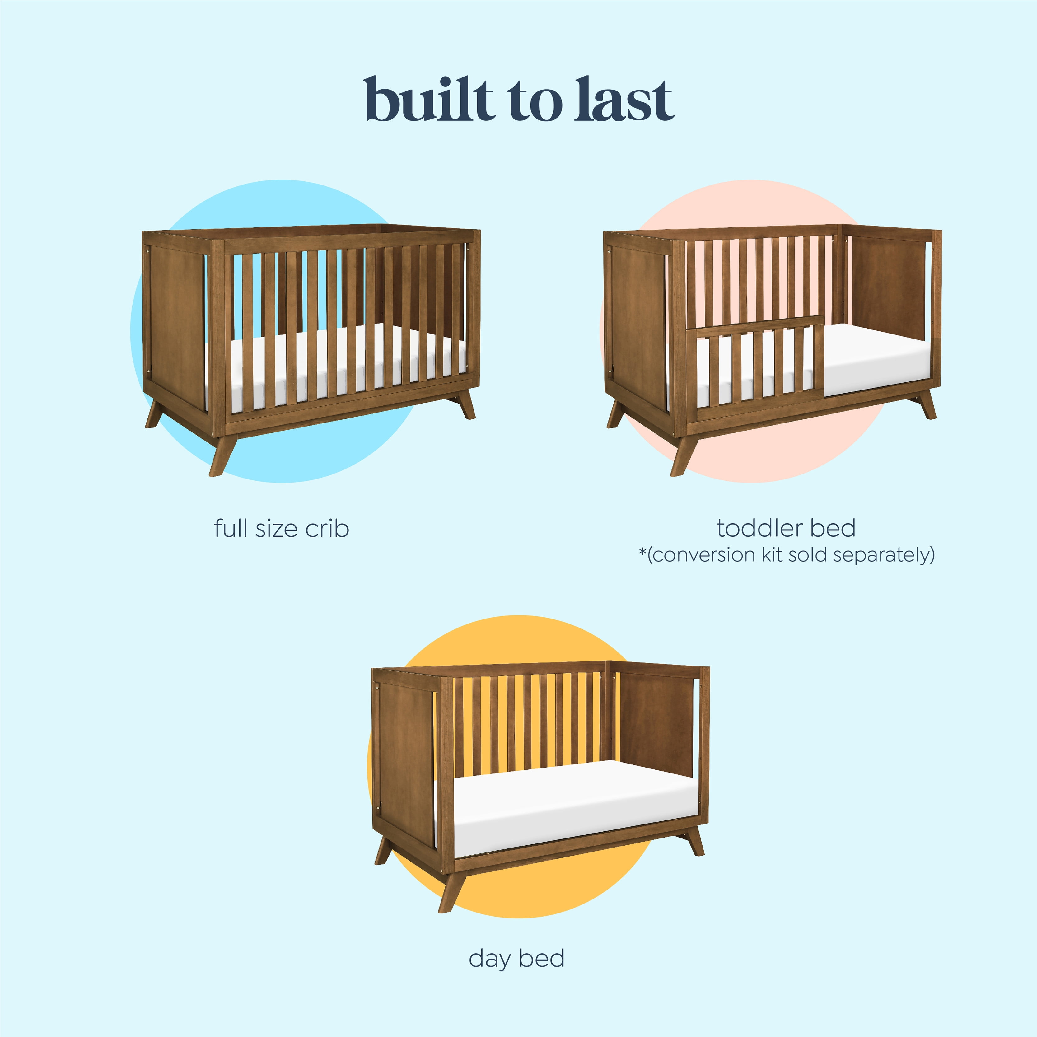 DaVinci Otto Pine Wood 3-in-1 Convertible Crib in Walnut
