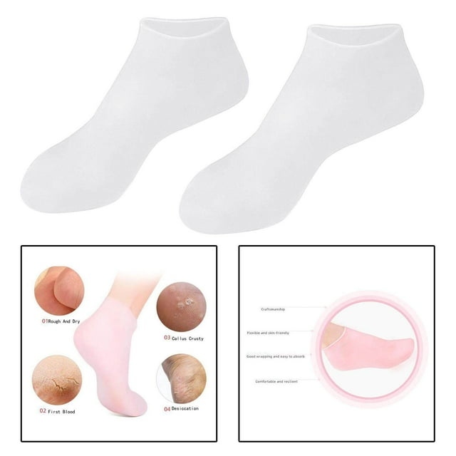 serony Soft Silicone Gel Socks Toe Moisturizing Foot Care Socks Protection Foot Toe Socks Care Soft Silicone Gel Protector White M
