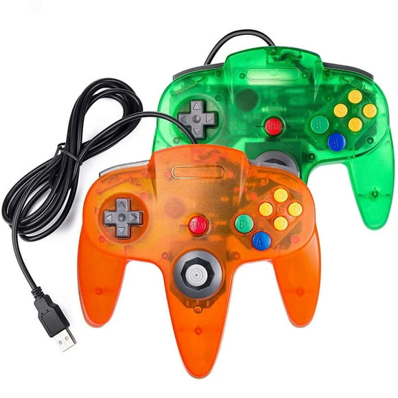 FYBTO Classic N64 USB Controllers Gamepad Joystick for Windows PC Retro Pie (Green/Orange)