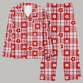 thumbnail image 3 of Wyongtao Pajama Set for Women Long Sleeve Button Up Shirt and Pajama Pants Soft Hearts Plaid Print Pjs Lounge Sets,Red XXL, 3 of 5