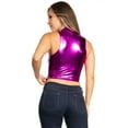 thumbnail image 2 of Sakkas Mariana Women's Party Liquid Shiny Metallic Stretch Sleeveless Tank Top - Purple - Small, 2 of 5