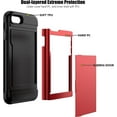 thumbnail image 3 of iPhone SE Case 2022/iPhone SE 2020/7/8 Case with Card Holder Heavy Duty Protective Dual Layer Shockproof Hidden Card Slot Slim Wallet Case for iPhone SE 3rd/2nd/7/8-4.7''(Red), 3 of 13