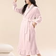thumbnail image 4 of Fewfanhot Women's Long Robe with Pockets Lapel Collar Bathrobe for Home Lounging and Comfortable Wear After Bath or Shower, 4 of 6