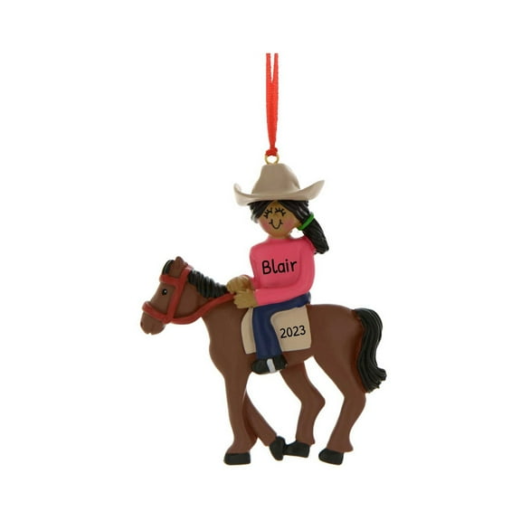 Personalized Horseback Riding Ornament - Equestrian Christmas Ornaments, Ranch Christmas Ornament, Horse Ornament, Equine Gifts for Horse Lovers - Black Female - Free Customization