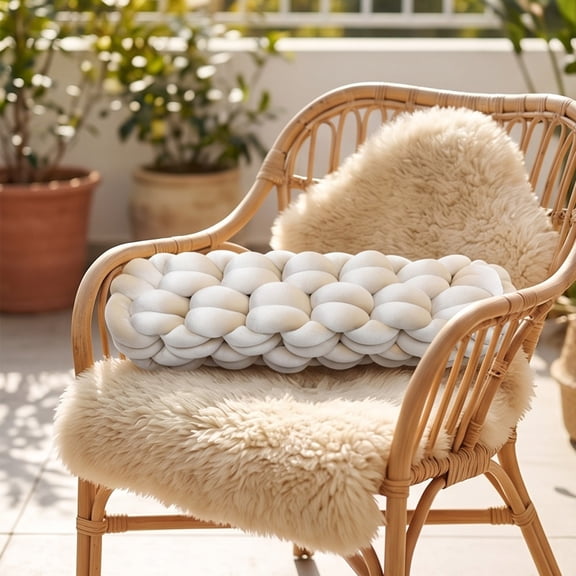 Long Knot Throw Pillow for Sofa or Bed, Decorative Bolster Cushion