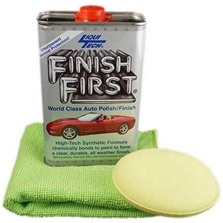 Clr Wood Finish - Finish First Car Polish & Finish (16 oz) and Microfiber Cloth & Pad Kit (3 Items)