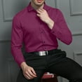 thumbnail image 2 of Iugvhana Men's Dress Shirt Cotton Slim Fit Casual Business Formal Shirt Regular Fit Button Down Turndown Collar Shirts Hot Pink M, 2 of 6