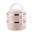 thumbnail image 1 of Stackable Stainless Steel Food Container Leakproof Adult Kids Large Lunchbox Pink 2 layer, 1 of 8