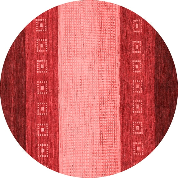 Ahgly Company Machine Washable Indoor Round Abstract Red Modern Area Rugs, 6' Round
