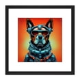 thumbnail image 1 of Style Dog With Sunglasses Portrait Bold Colourful Retro Futuristic Illustration Square Wooden Framed Wall Art Print Picture 8X8 Inch, 1 of 4