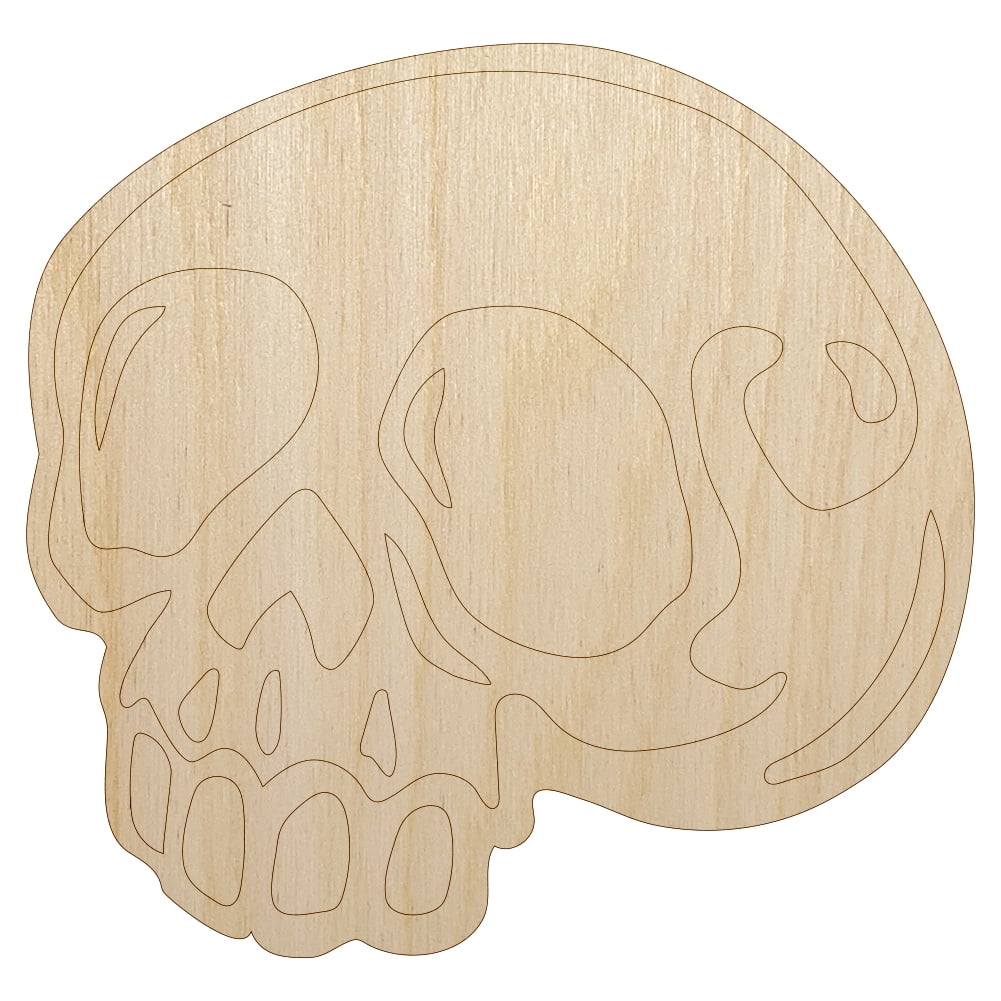 Skull Style 1 Unfinished Wood Shape Cutout USA Made Halloween Theme 