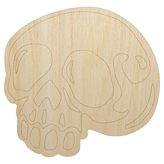 Creepy Skull Halloween Wood Shape Unfinished Piece Cutout Craft DIY Projects - 4.70 Inch Size - 1/8 Inch Thick
