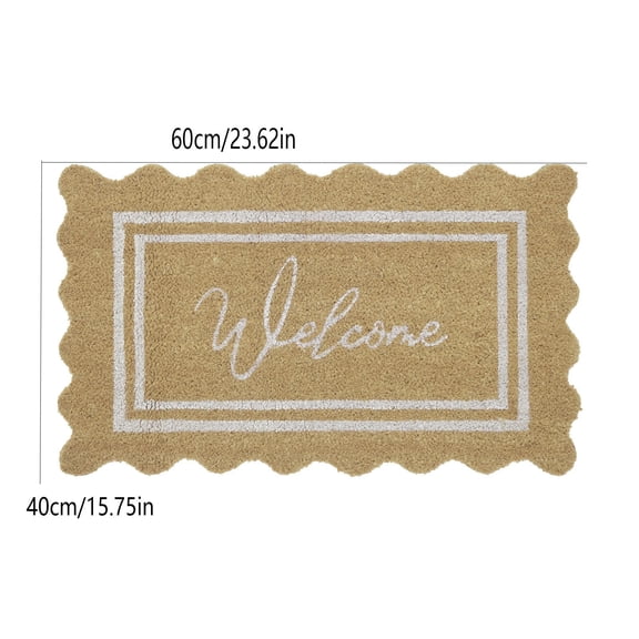 Wave Edges Outdoor Door Mat, Welcome Script, Dirt Scraper Floor Rug, Durable Weather Resistant Entrance Mat For Front Or Back Doors, Two Sizes 15.75x23.62 Or 19.7x31.5 Inches, Non Slip Backing
