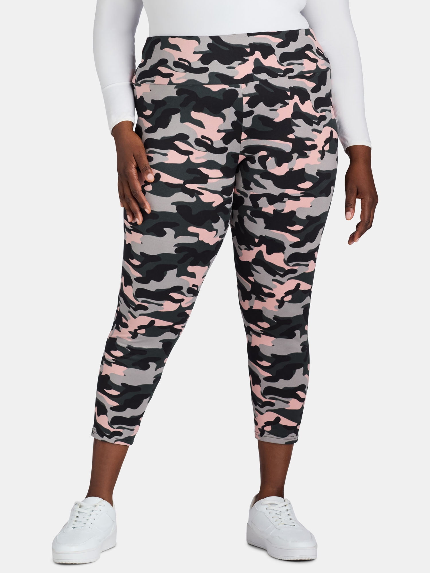 Feathers Women's Plus Fleece Leggings, 26” Inseam, 5-Pack, Sizes 1X-5X
