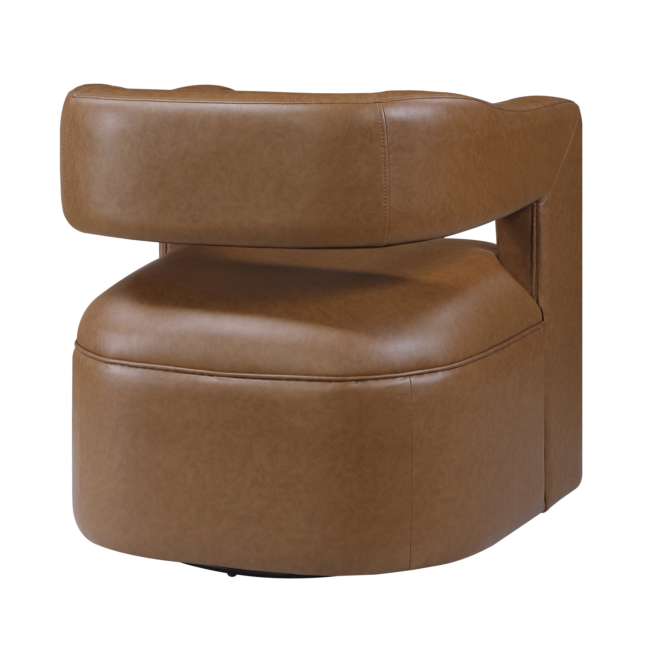 OakvillePark Azura Faux Leather Barrel Swivel Chair, Camel