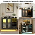 thumbnail image 6 of Wine Bar Cabinet with LED Light, Floating Coffee Cabinet with Wine and Glass Rack, Kitchen Buffet Sideboard with Glass Doors and Drawer, Modern Liquor Cabinet for home, Kitchen, Living Room, Black, 6 of 8