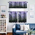 thumbnail image 2 of Purple Forest Kitchen Curtains Sets for Windows 36 Inch Length, Vintage Foggy Woods Tree Rod Pocket Window Treatments Tier Curtains and Valances Set for Bedroom/Bathroom, 2 of 8