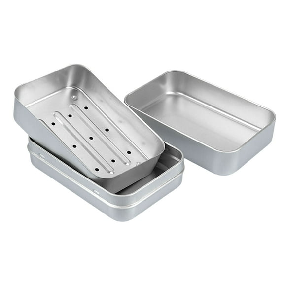 UNTERING Aluminum Soap Box Travel Soap Dish with Drainages Layer, Waterproof and Rustproof Metal Soap Holder for Home Travel Use