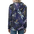 thumbnail image 3 of Renewold Oversized Regular Hoodie for Women Size S Long Zip Up Hoodies Night Natural Dragonflies Print Tops Polyester Wrinkle Resistant Fabric Jacket Fall Winter Warm Coat with Pocket, 3 of 5