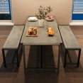 thumbnail image 4 of Towallmark Dining Table Set for 4, Kitchen Room Table Set with 2 Benches,3-Piece Wood Dining Room Dinette Sets Dining Chairs Set for Breakfast Nook,Apartment,Gray, 4 of 8