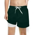 thumbnail image 1 of Wijhcboe 2025 Mode Garçons Short de Bain Solide avec Doublure de Compression Tenue Habillée Garçon Short de Bain Extensible, 1 of 3
