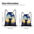 thumbnail image 2 of Xecao Cat Under Starry Skies Pattern Sports Drawstring Backpack - String Swim Gym Bag with Wet Proof Pocket for Women&Men-Small, 2 of 6