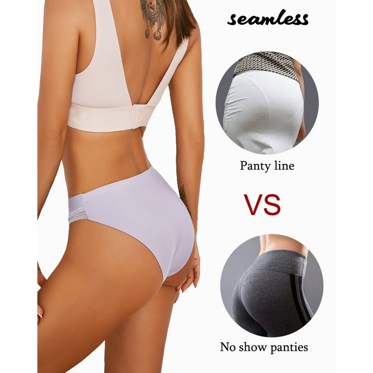 FINETOO Seamless Thongs for Women breathable Low Rise Panties Invisible Hipster  Underwear No Show XS-XL 6 Pack 