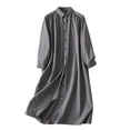 thumbnail image 7 of Women's Button Down Shirt Long Sleeve Collared Solid Color Blouse Top Loose Fit Casual Business Office Wear | CSEONE,Black L, 7 of 7