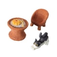 thumbnail image 4 of Figura de gato en miniatura, modelo de mesa y silla, juguete realista de juego de simulación con muebles, modelo para micropaisaje de jardín de hadas. Gato estirándose, 4 of 8