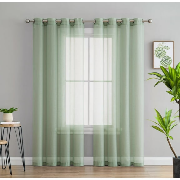 THD Basics 2 Piece Semi Sheer Voile Window Curtain Drapes Grommet Top Panels for Bedroom, Living Room & Kids Room - Set of 2 panels