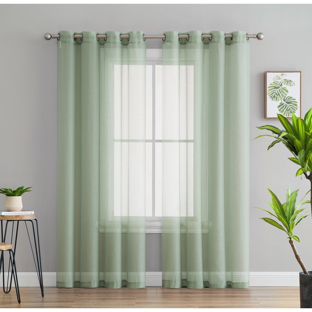 THD Semi Sheer Voile Window Curtain Drapes Polyester Grommet Curtain ...