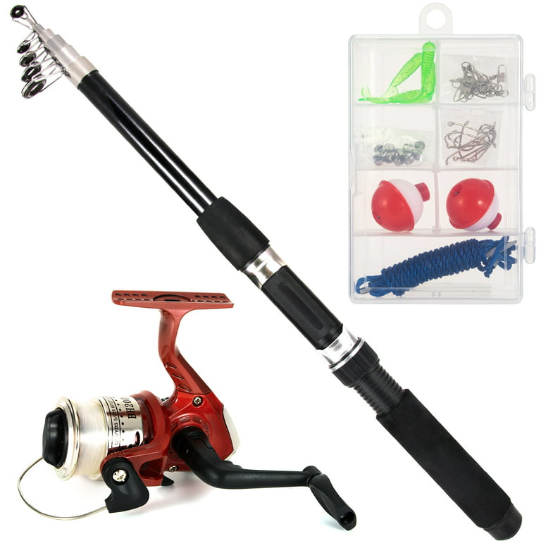 Fishing Rod and Reel Combo 127pcs Fishing Tackle Set Telescopic Fishing Rod  Pole with Spinning Reel Floats Hooks Accessories 