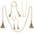 thumbnail image 5 of Guirnalda de cuentas de madera con borlas YONGSHENG decoración rústica de campo color Beige 1 ud, 5 of 5