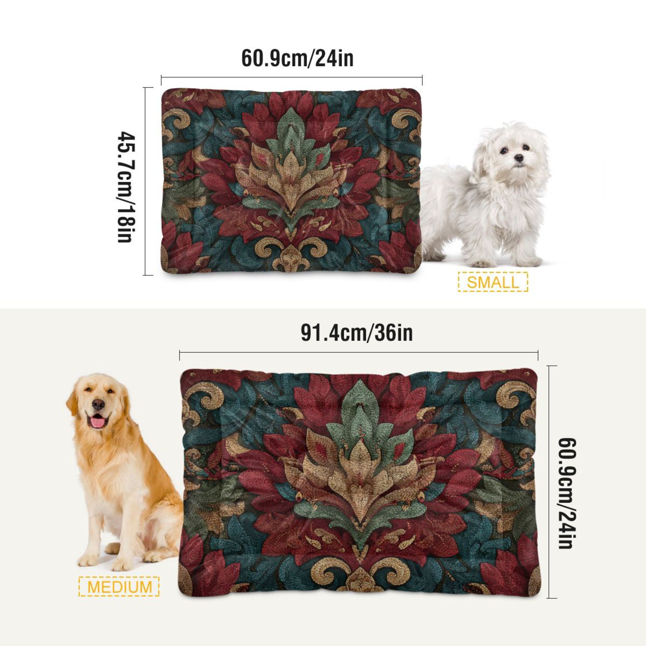 Cozy Mat Pet Bed Indoor Outdoor Warm Soft For Cat Dog Puppy(S/M) Baroque Ornate Pattern
