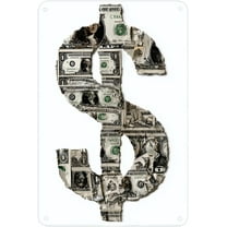 Dollar Sign tin sign， Vintage Currency Metal Sign print Aesthetic Room Decoration for Home Bedroom Kitchen Bar Coffee Bathroom Indoor Outdoor Wall Decor， 8 X 12 IN
