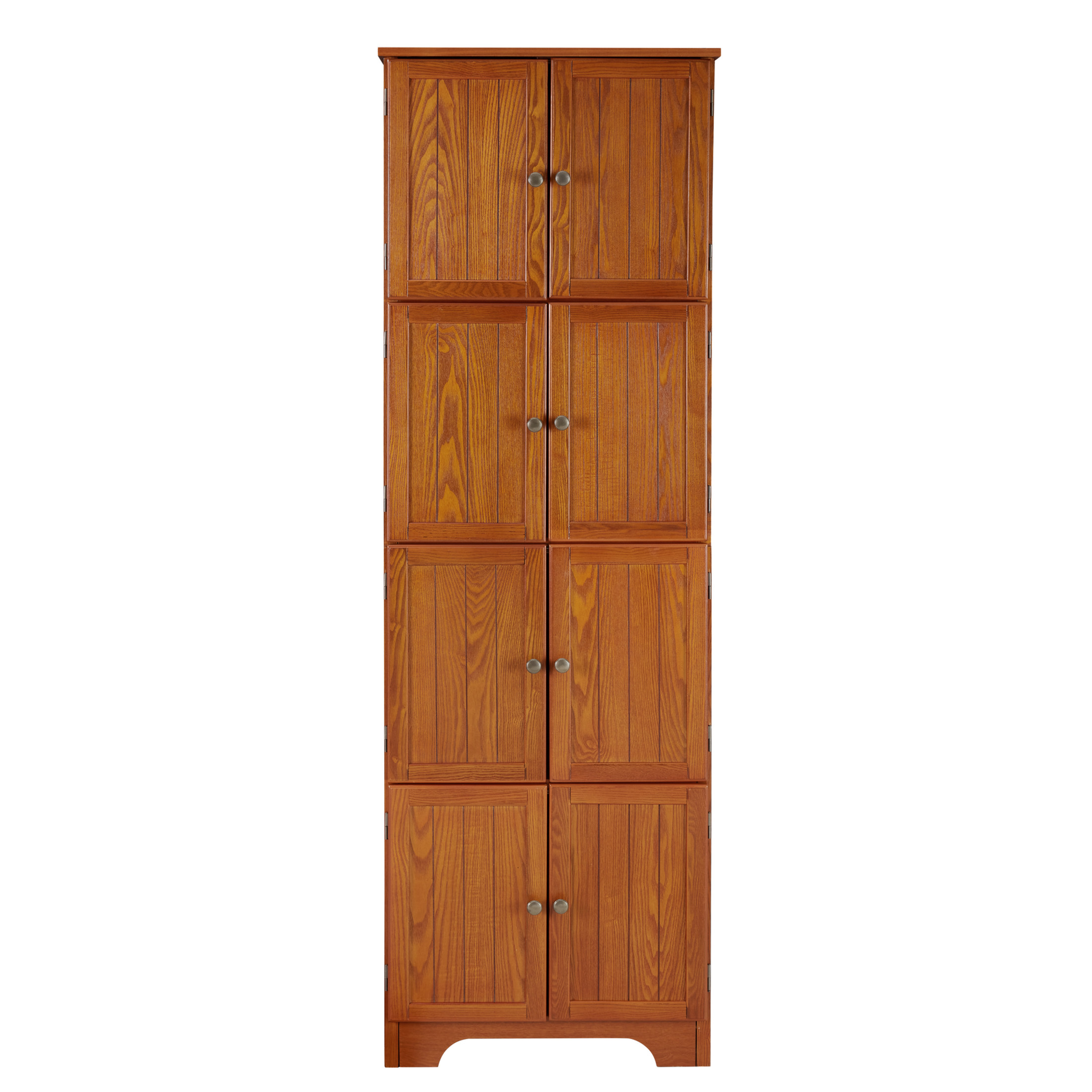Noble House Vandal 72.4" Tall Storage Cabinet, 8-Door Freestanding Pantry Bookshelf with Shelves, Kitchen, Oak