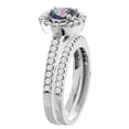 thumbnail image 3 of 14K White Gold Natural Mystic Topaz Round 6mm 2-Piece Engagement Ring Set Floating Halo Diamond, size 10, 3 of 4