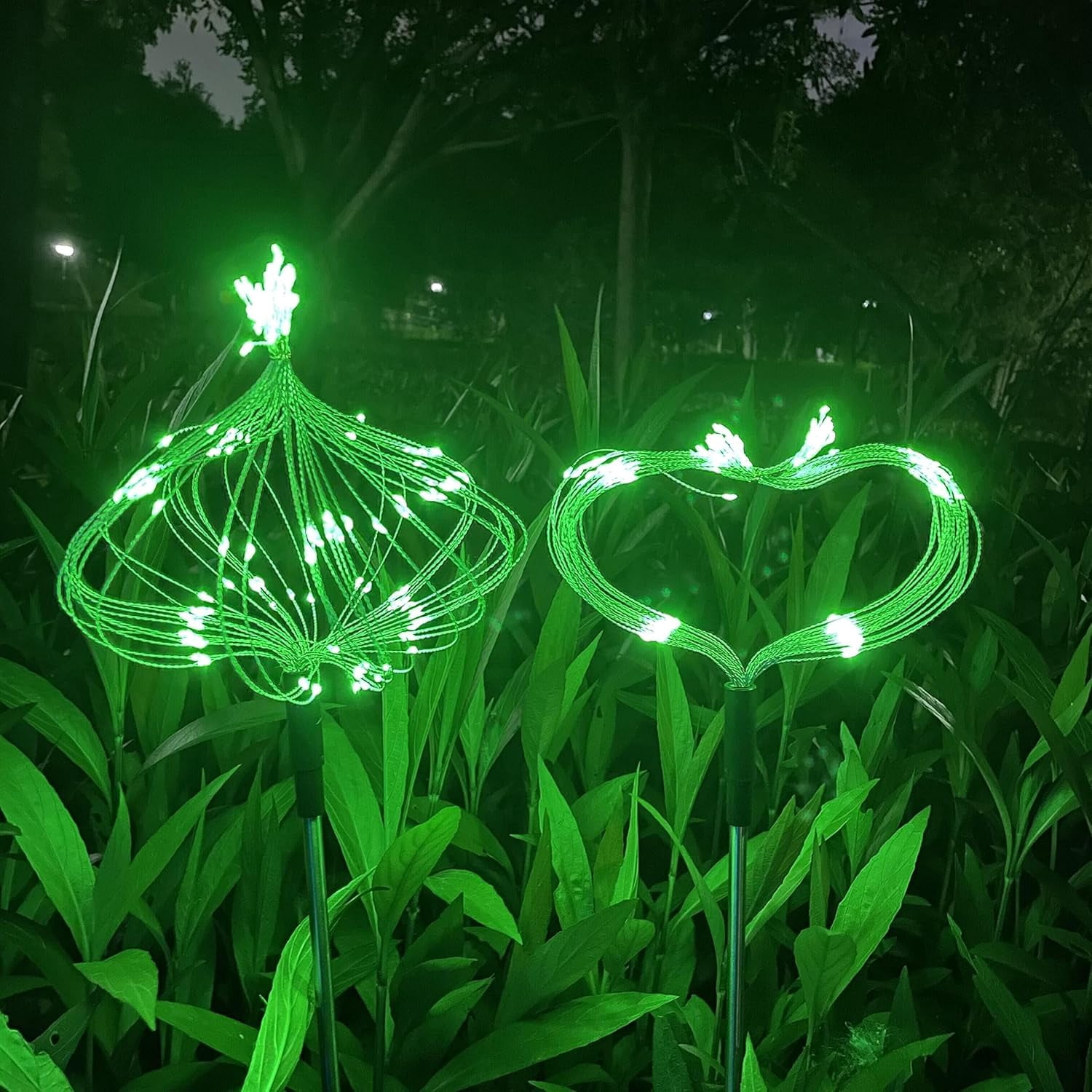 Solar Garden Lights Solar Firework Lights, 2 Pack 120 LEDs 2 Lighting Modes Solar Lights Outdoor Waterproof for Garden Patio Walkway Pathway Party Wedding Christmas Decorative - Green