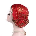 thumbnail image 2 of Limei Womens Polyester Beanie Lace Flower Pleat Turban Soft Sleep Cap Chemo Hats Fashion Slouchy Hat (Red), 2 of 7