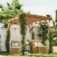 thumbnail image 2 of Outsunny Pergola Extérieure 6,6 Pi x 6,6 Pi, Pavillon en Bois, Brun Foncé, 2 of 10