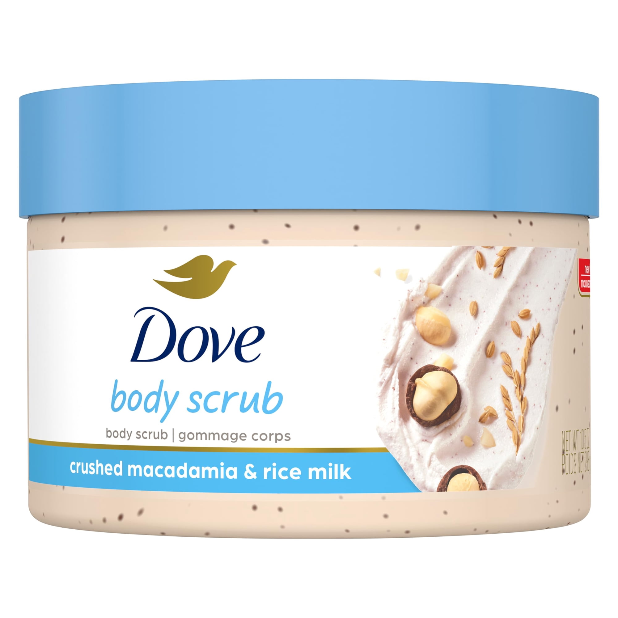 Dove Scrub Macadamia & Rice Milk Reveals Visibly Smoother Skin Body Scrub That Nourishes Skin 10.5 Oz Packaging May Vary