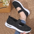 thumbnail image 5 of Gpaecead Women's Knit Mesh Walking Shoes Soft Sole Breathable Non Slip Elastic Strap Comfortable Slip On Flats For Summer Daily B-Black, 5 of 7