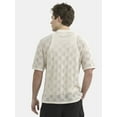 thumbnail image 3 of No Boundaries Checkered Mesh Stitch Button Front Sweater, Men's and Big Men's, 3 of 4