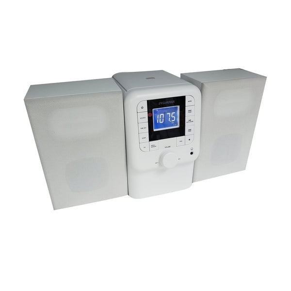 SYLVANIA SRCD2732BT WHITE Bluetooth Micro System with FM Radio and
