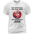 thumbnail image 2 of Lotusprinthandmade Never Underestimate an Old Man Who Believes In Jesus Black Classic T-Shirt 100% Cotton S-5XL, 2 of 3