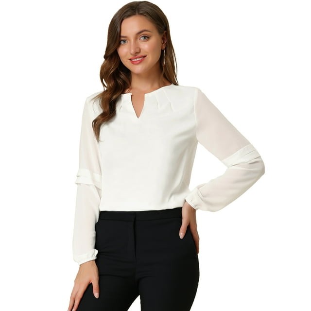 INSPIRE CHIC Blouse Élégante pour Femme de Bureau à Manches Longues à Encolure Goutte d'Eau