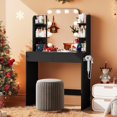 thumbnail image 3 of Cuoote Makeup Vanity with Mirror and Lights, 3 Color Lighting, Small Vanity Desk with Power Outlet, Dressing Table for Small Spaces, 3 of 8