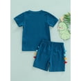 thumbnail image 4 of Seyurigaoka Little Boys 2PCS Pants Suit, Cute Dinosaur Short Sleeve Crew Neck T-Shirt, Same Style Short Pants, Summer Cozy Outfits, 4 of 9